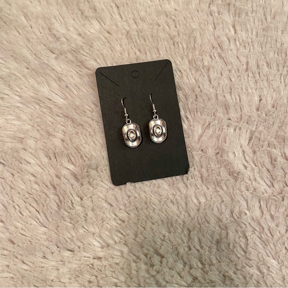Silver Cowboy Hat Dangle Earrings
